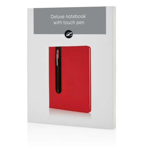  Standard hardcover PU A5 notebook with stylus pen - XD Collection Red 