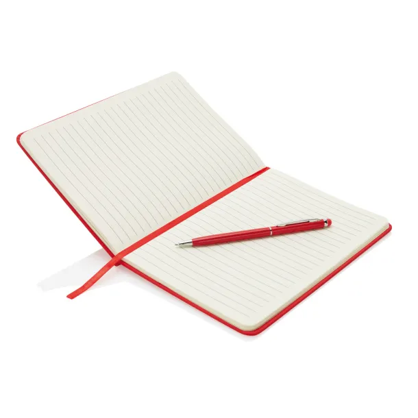  Standard hardcover PU A5 notebook with stylus pen - XD Collection Red 