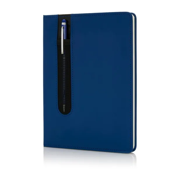  Standard hardcover PU A5 notebook with stylus pen - XD Collection Navy Blue 