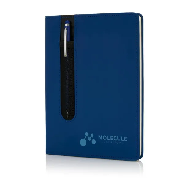  Standard hardcover PU A5 notebook with stylus pen - XD Collection Navy Blue 