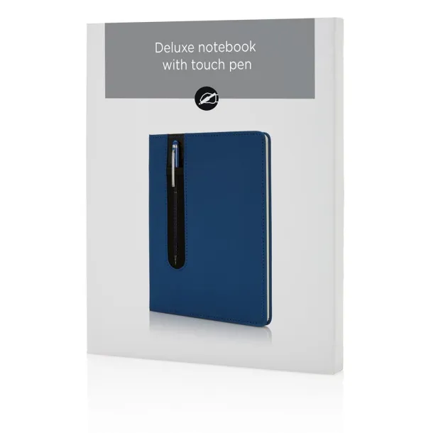  Standard hardcover PU A5 notebook with stylus pen - XD Collection Navy Blue 