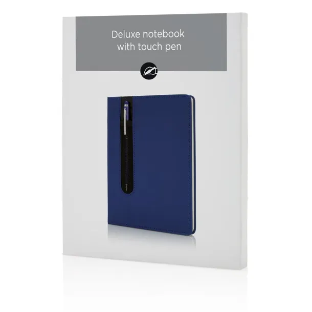  Standard hardcover PU A5 notebook with stylus pen - XD Collection Navy Blue 