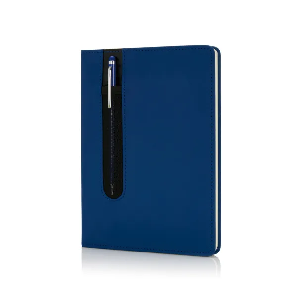  Standard hardcover PU A5 notebook with stylus pen - XD Collection Navy Blue 