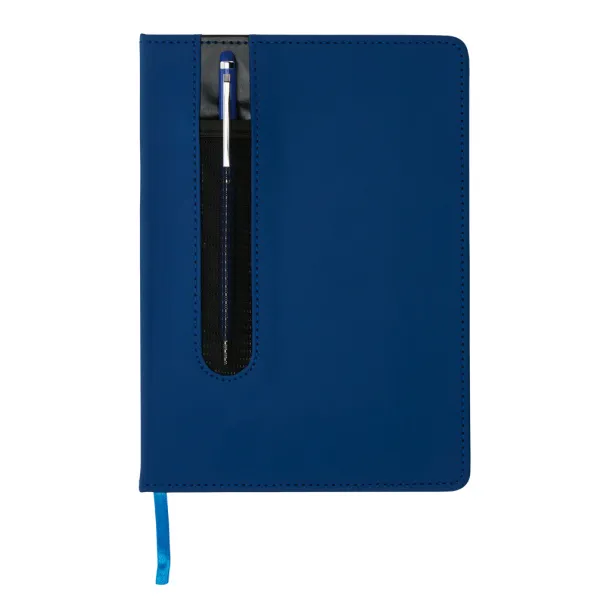  Standard hardcover PU A5 notebook with stylus pen - XD Collection Navy Blue 