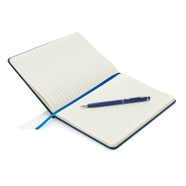  Standard hardcover PU A5 notebook with stylus pen - XD Collection Navy Blue 