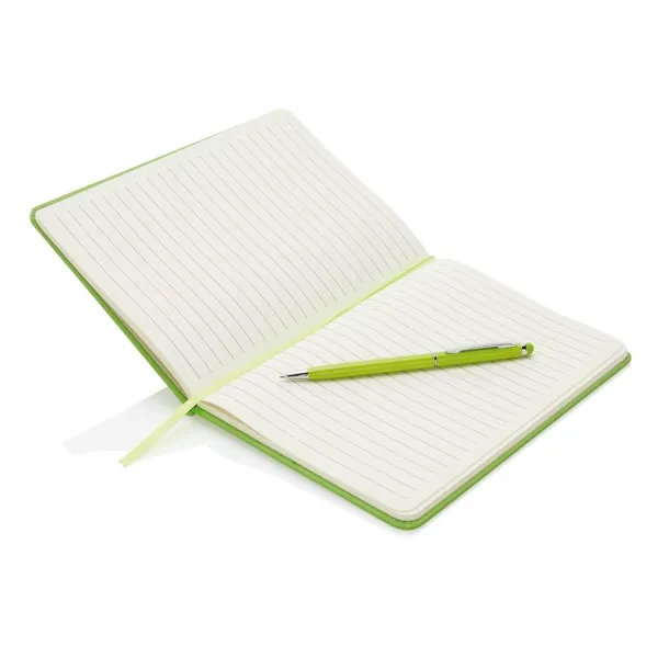  Standard hardcover PU A5 notebook with stylus pen - XD Collection Green