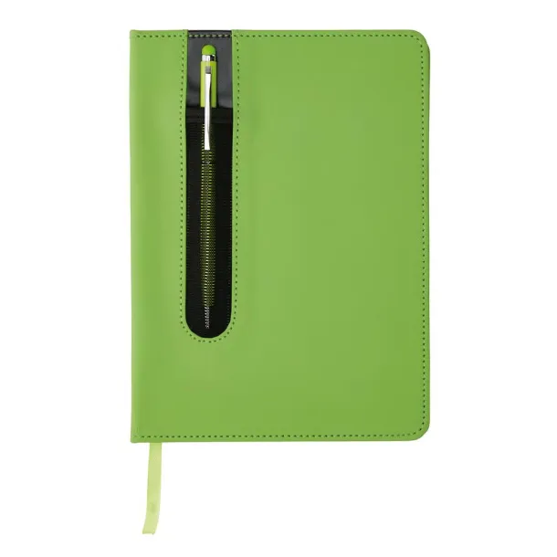  Standard hardcover PU A5 notebook with stylus pen - XD Collection Green