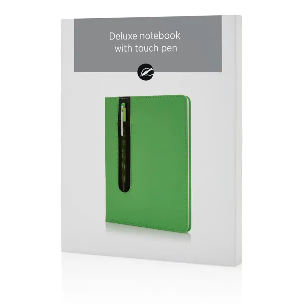  Standard hardcover PU A5 notebook with stylus pen - XD Collection Green