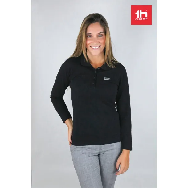 BERN WOMEN ženska polo majica dugih rukava, 210 g/m² Crna