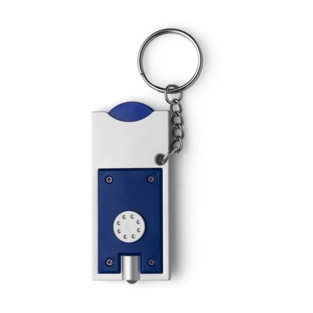  Keyring with shopping cart coin and LED light navy blue