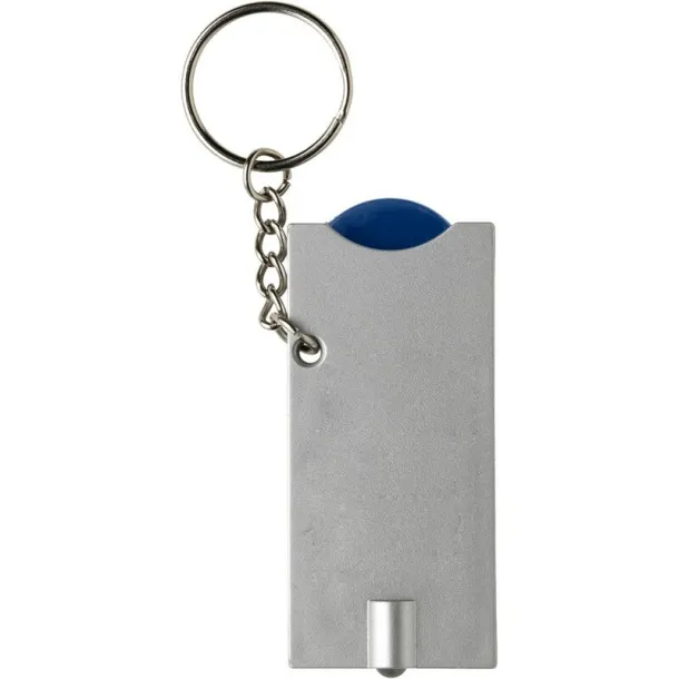  Keyring with shopping cart coin and LED light navy blue