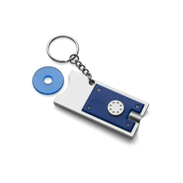  Keyring with shopping cart coin and LED light navy blue