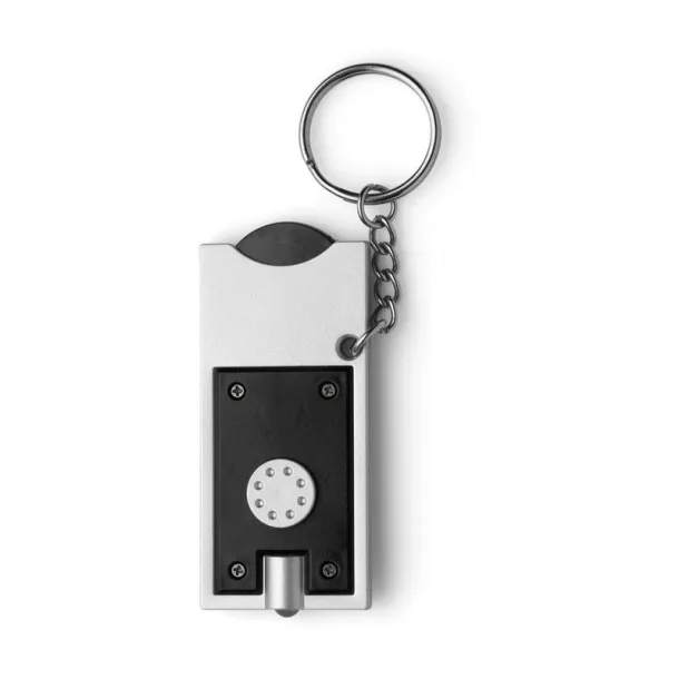  Keyring with shopping cart coin and LED light Crna