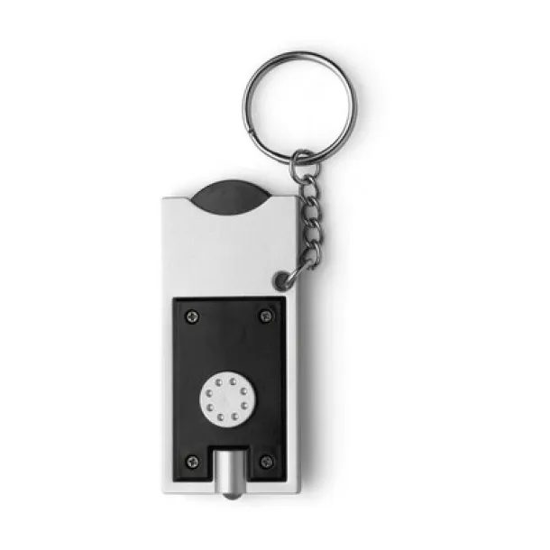  Keyring with shopping cart coin and LED light Crna