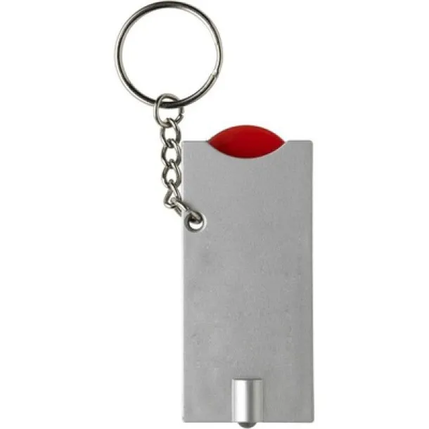  Keyring with shopping cart coin and LED light red