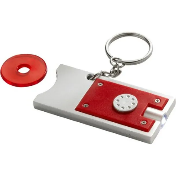  Keyring with shopping cart coin and LED light red