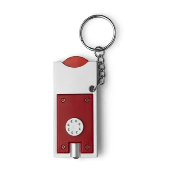  Keyring with shopping cart coin and LED light red