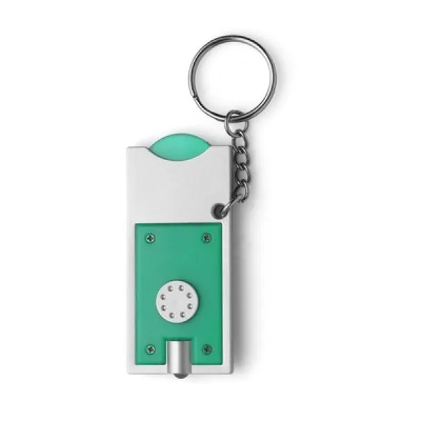  Keyring with shopping cart coin and LED light light green