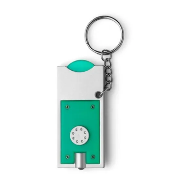  Keyring with shopping cart coin and LED light light green