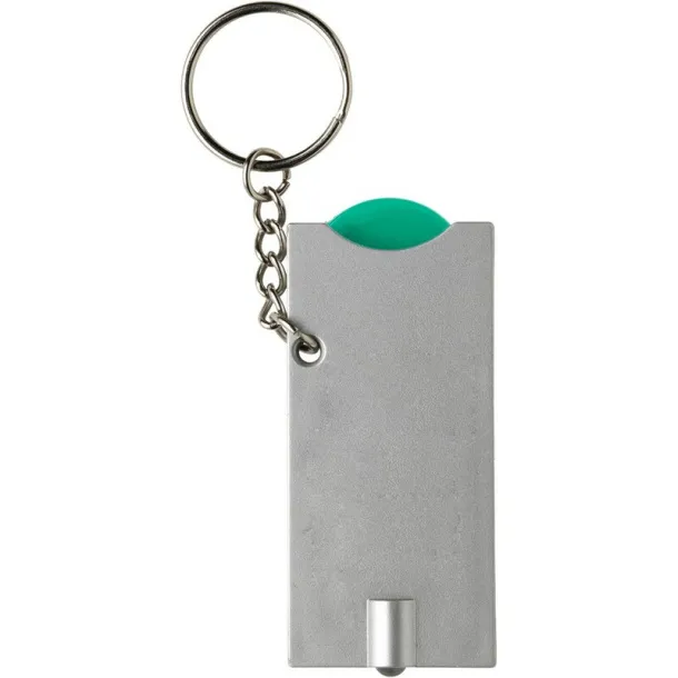  Keyring with shopping cart coin and LED light light green