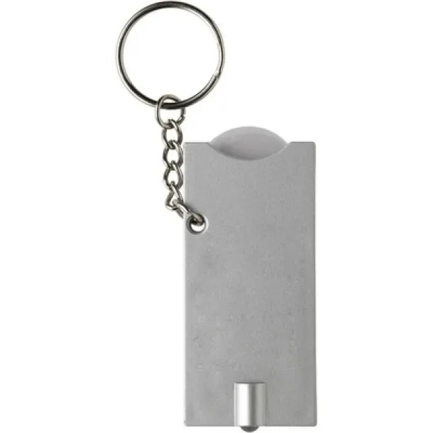  Keyring with shopping cart coin and LED light silver