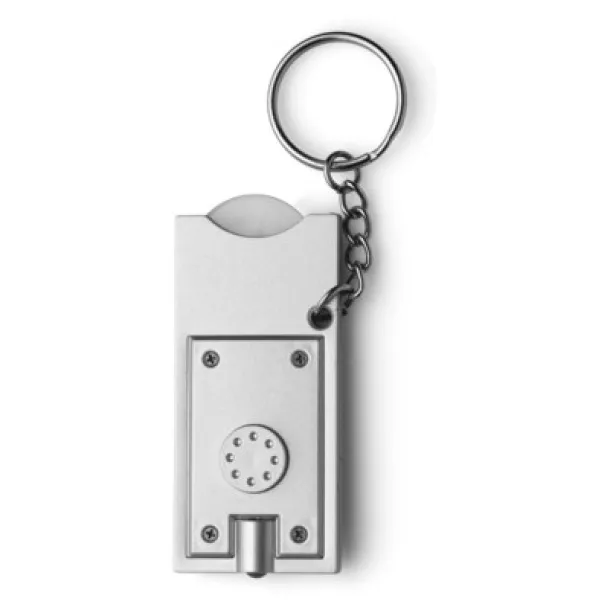  Keyring with shopping cart coin and LED light silver