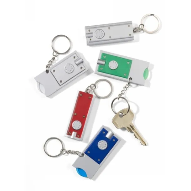  Keyring with shopping cart coin and LED light Srebrna