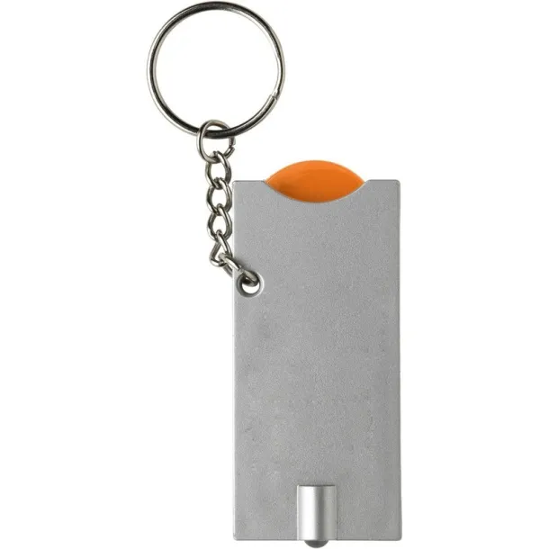  Keyring with shopping cart coin and LED light orange