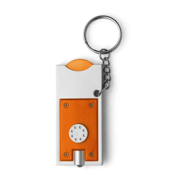  Keyring with shopping cart coin and LED light orange