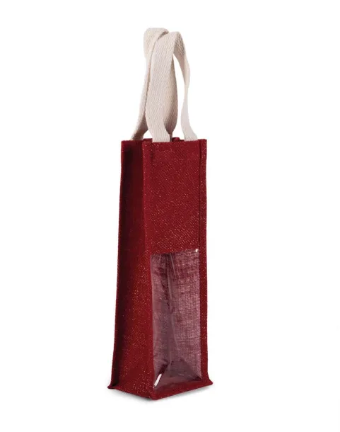  JUTE BOTTLE BAG - Kimood Cherry Red Gold