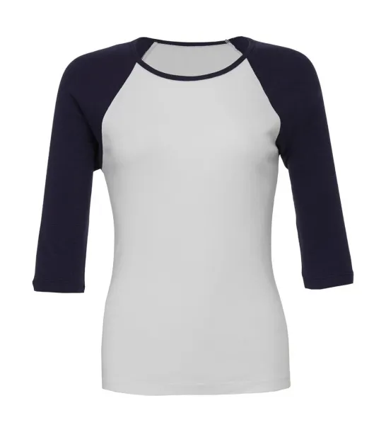 3/4 Sleeve Contrast Raglan T-Shirt - Bella+Canvas Bijela Navy