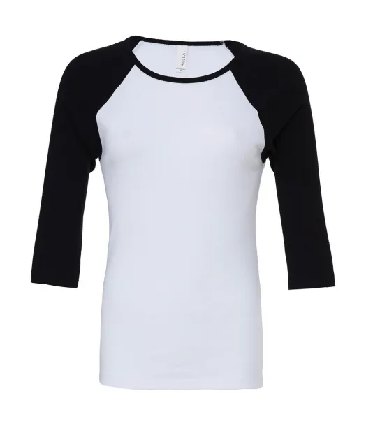  Dvobojna raglan majica s 3/4 rukavima - Bella+Canvas Bijela Crna
