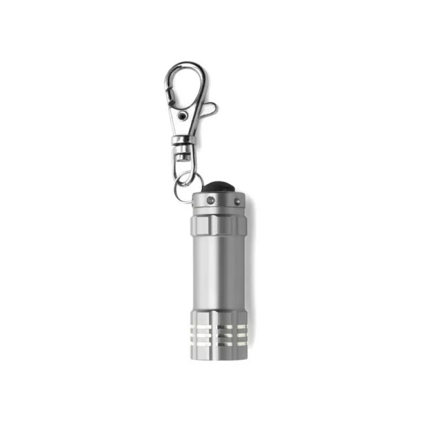  Keyring with carabiner, 3 LED light Srebrna