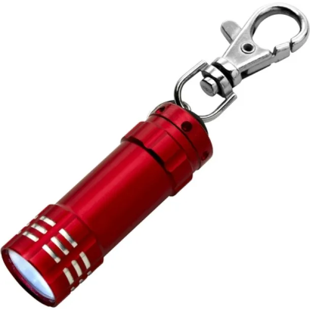  Keyring with carabiner, 3 LED light Crvena