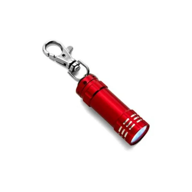  Keyring with carabiner, 3 LED light Crvena