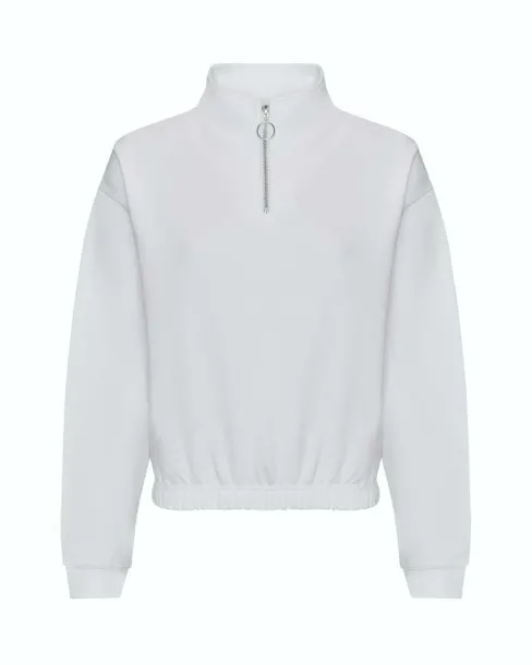  Ženska skraćena majica s 1/4 zipa, 280 g/m2 - Just Hoods Bijela