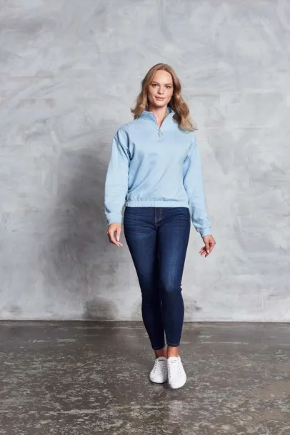  WOMEN'S CROPPED 1/4 ZIP SWEAT - Just Hoods Sky blue