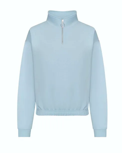  WOMEN'S CROPPED 1/4 ZIP SWEAT - Just Hoods Sky blue