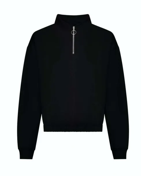  WOMEN'S CROPPED 1/4 ZIP SWEAT - Just Hoods Black