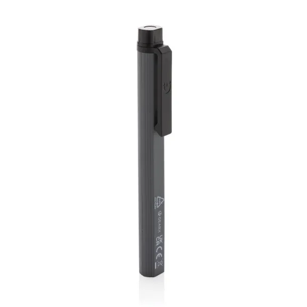  Gear X RCS recycled plastic USB rechargeable pen light - GearX Grey Black