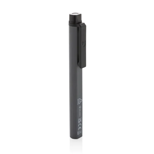  Gear X RCS recycled plastic USB rechargeable pen light - GearX Grey Black