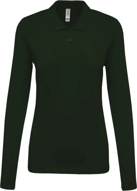  Ženska polo pique majica dugih rukava, 180 g/m2 - Kariban Šumski zelena