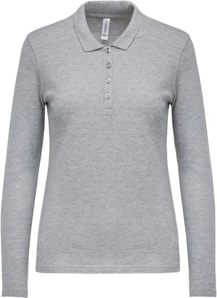  LADIES’ LONG-SLEEVED PIQUÉ POLO SHIRT - Kariban Oxford Grey