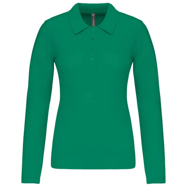  Ženska polo pique majica dugih rukava, 180 g/m2 - Kariban Kelly zelena