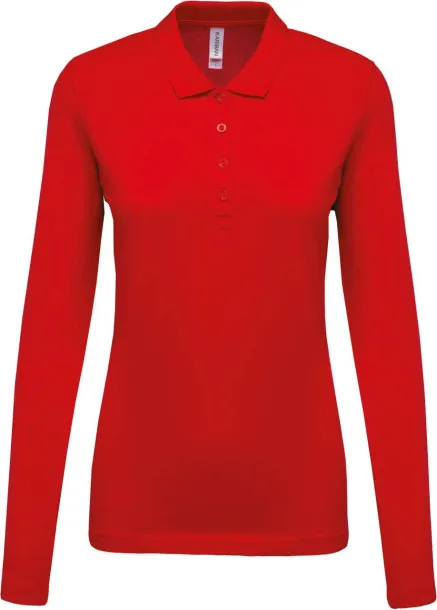  Ženska polo pique majica dugih rukava, 180 g/m2 - Kariban Crvena