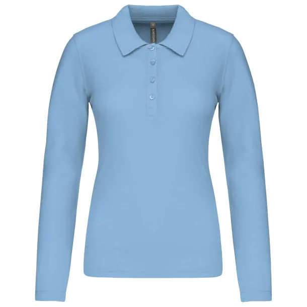  LADIES’ LONG-SLEEVED PIQUÉ POLO SHIRT - Kariban Sky blue