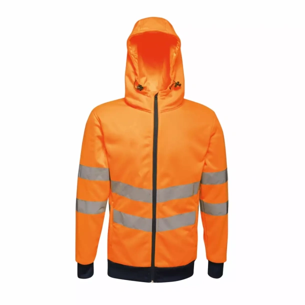  HI VIS PRO FULL ZIP STRETCH HOODIE JACKET - Regatta Orange Navy