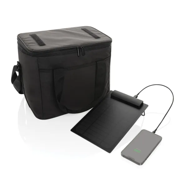  Pedro AWARE™ RPET deluxe cooler bag with 5W solar panel - XD Collection Black 