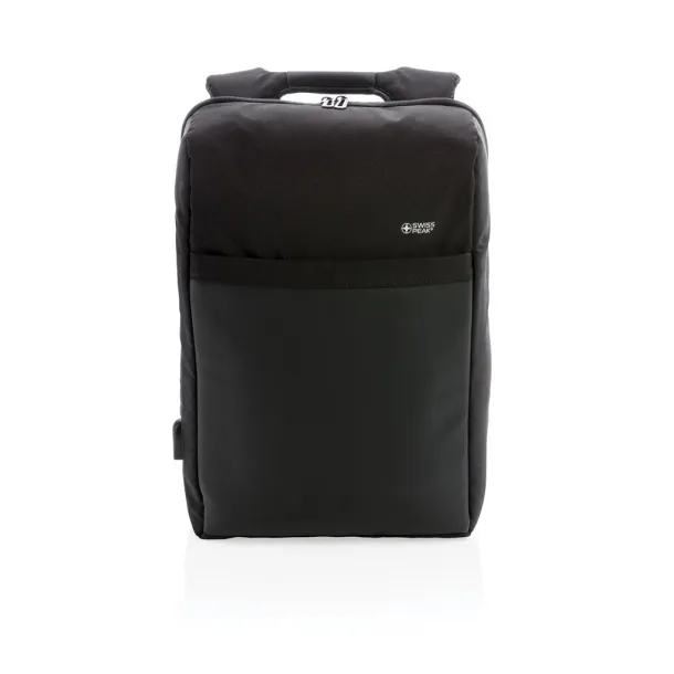  Swiss Peak USB ruksak s RFID zaštitom protiv krađe, 15" - Swiss Peak Crna