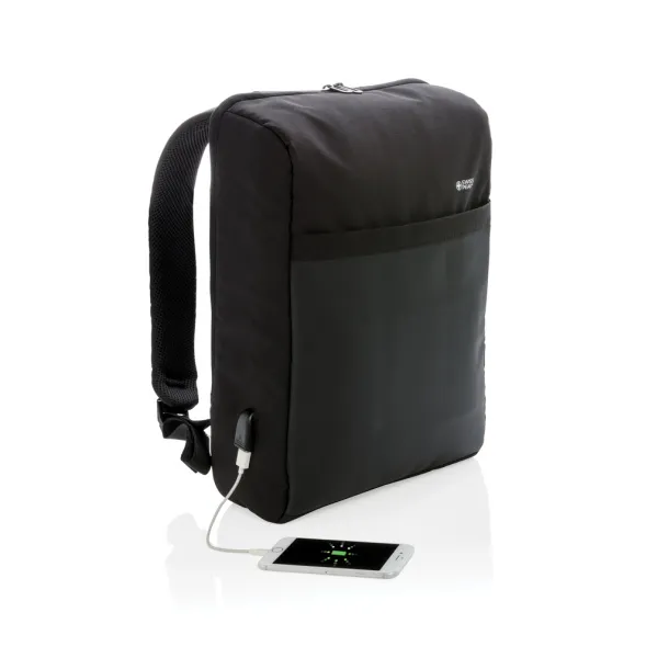  Swiss Peak USB ruksak s RFID zaštitom protiv krađe, 15" - Swiss Peak Crna